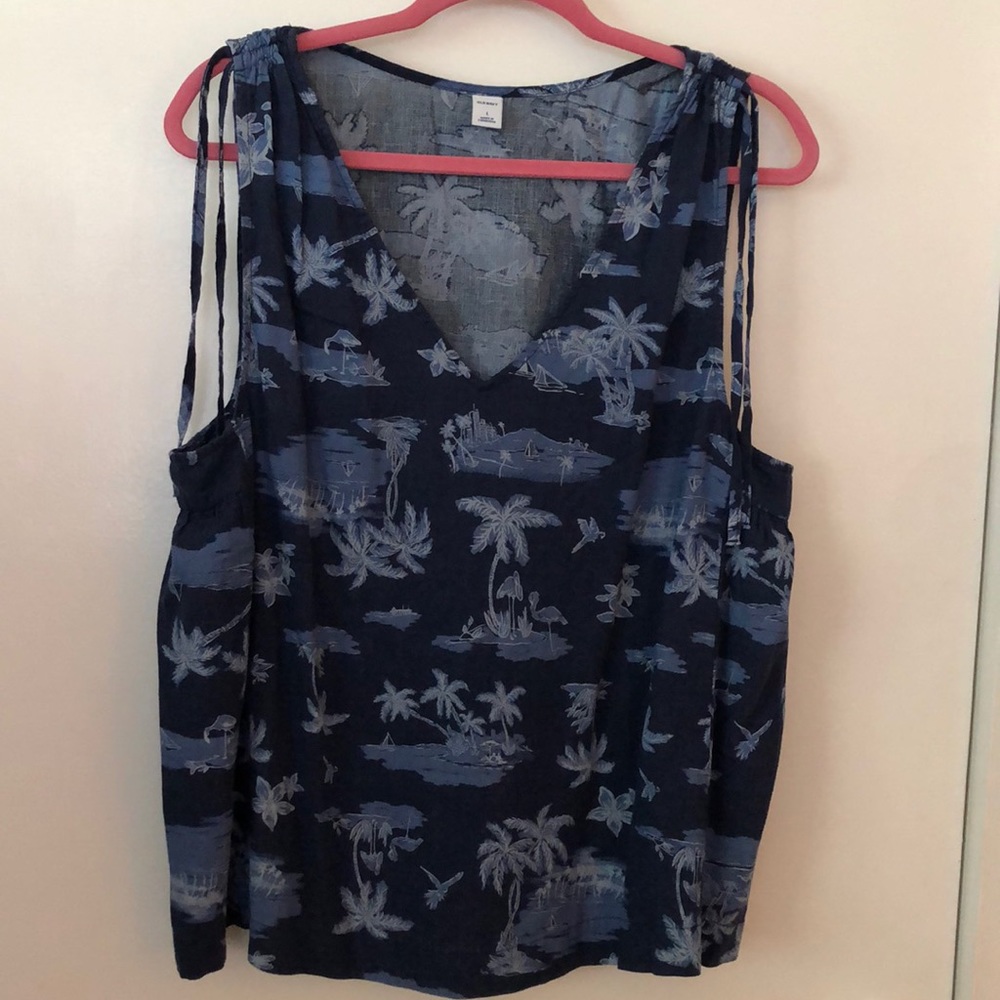 Old Navy NEW navy blue tropical print tunic Large